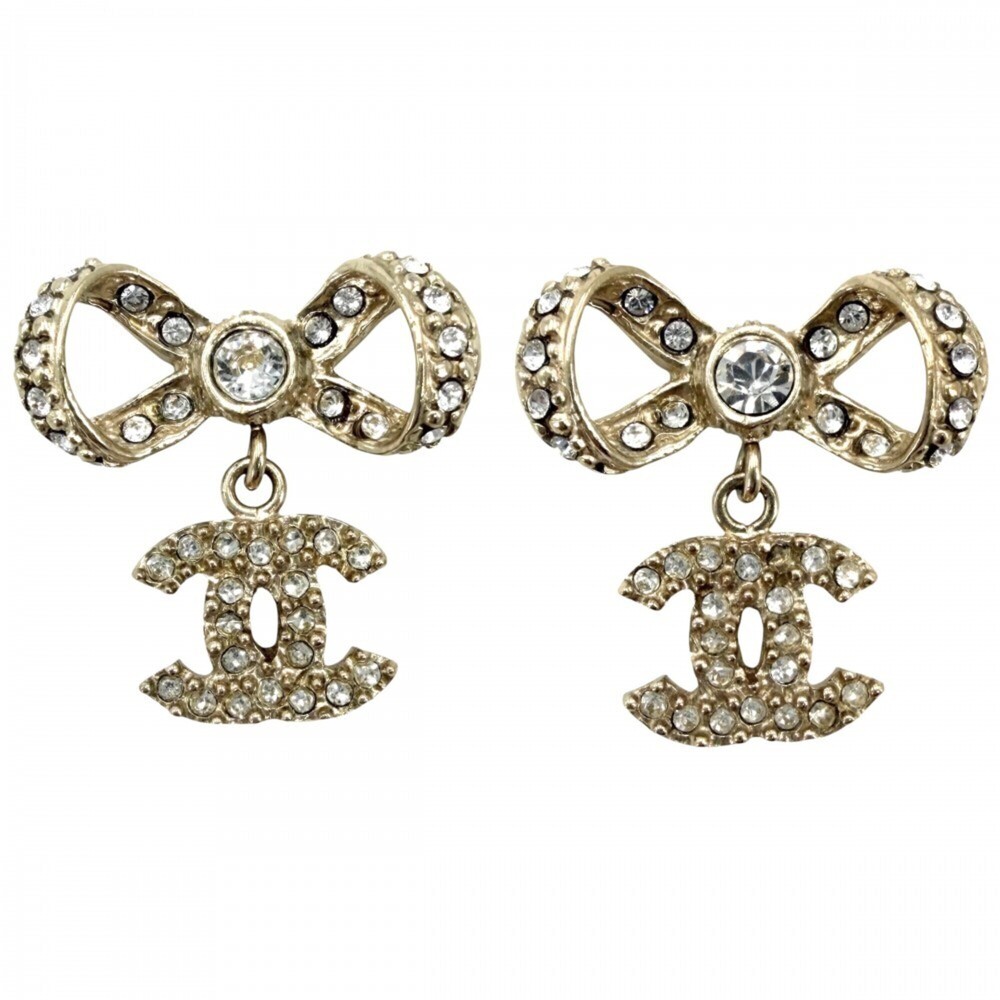 Chanel Earrings for Women, Ribbon Design, Coco Mark, Swing Earrings, CHANEL G...